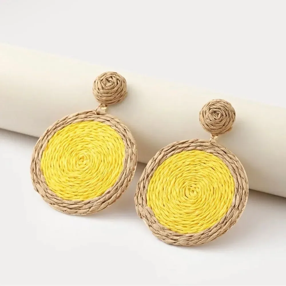Bohemians Yellow Summer Round Earrings - Picture 1 of 1